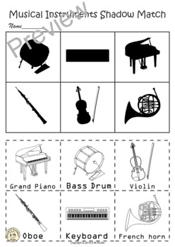 musical instruments shadow matching cut and paste