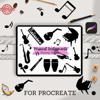 Preview of Musical Instruments Stamp Brushes for procreate -Music Clip Art