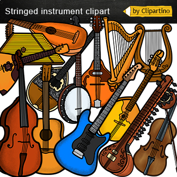 Preview of Stringed Musical Instruments Clip Art /Stringed Musical Instruments mini Bundle