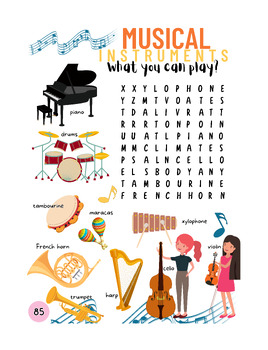 Preview of Musical Instruments - Word Search Puzzles