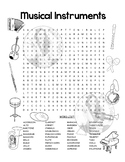Musical Instruments - Word Search - Reproducible - Music -