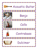 Printable Musical Instruments Word Wall Bulletin Board