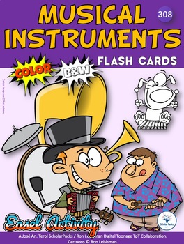 Preview of Musical Instruments. Flash Cards. Big Packet. Color-B&W version.