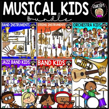 Preview of Musical Kids Clip Art Bundle {Educlips Clipart}