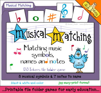 Preview of Musical Matching Folder Game - Music Symbols, Notes and Names
