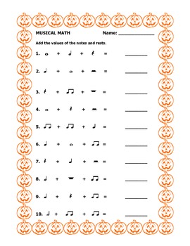 Musical Math - Halloween worksheet by Music with Mrs K | TpT