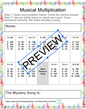 Preview of Musical Math - Mystery Songs - Multiplication & Division