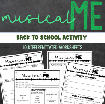 Preview of Musical Me - Back To School Music Printable Worksheets