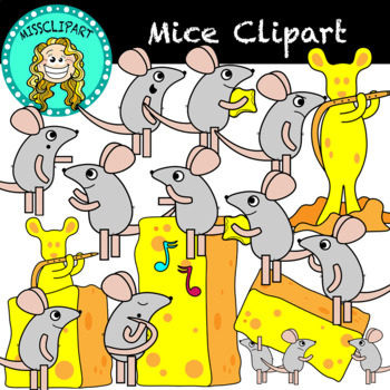 Preview of Musical Mice and Cheese Clipart (Color and B&W){MissClipArt}