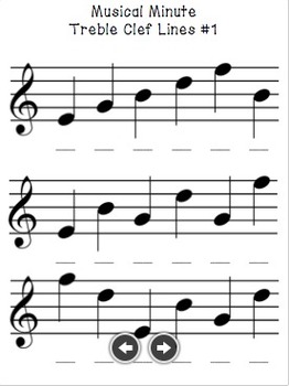 musical minute set 1 treble clef lines by cara coffey