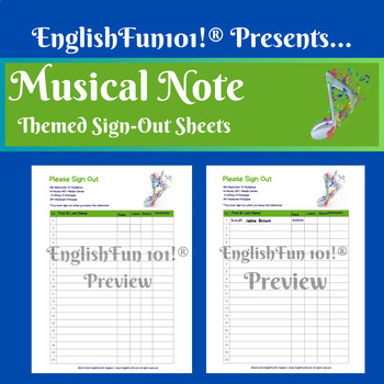 Preview of Musical Note-Themed Destination Sign-out Sheets