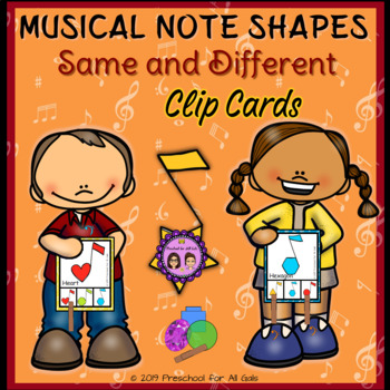 Preview of Musical Notes Same and Different Clip Cards