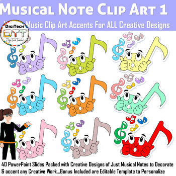 Preview of Musical Notes Vector Clip Art 1, Cartoon Musical Notes, Decorative Musical Notes