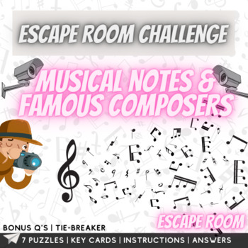Preview of Musical Notes and Composers  Escape Room