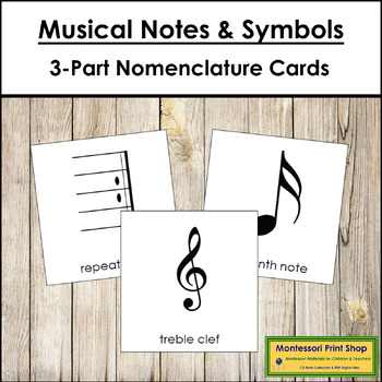 Preview of Types Of Musical Notes & Symbols 3-Part Cards - Montessori Nomenclature