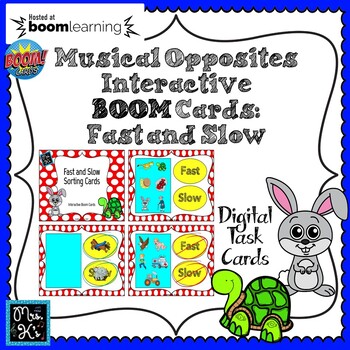 Preview of Musical Opposites: BOOM Cards; TEMPO Fast & Slow #1-Digital Task/DISTANCE LEARN