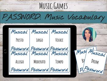 Preview of Musical Password | Vocabulary Practice Game for Music Centers