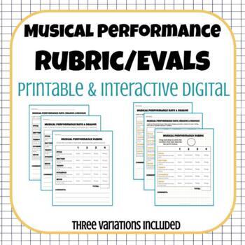Preview of Musical Performance Rubric/Evaluation | Printable & Digital 
