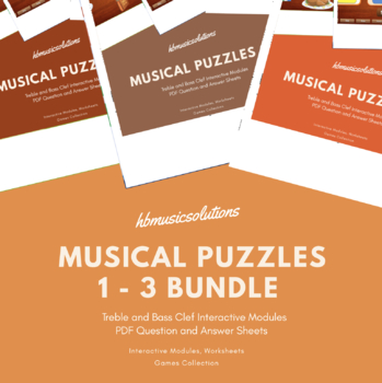 Preview of Musical Puzzles 1 -3 Digital and Printable Distance Learning Bundle