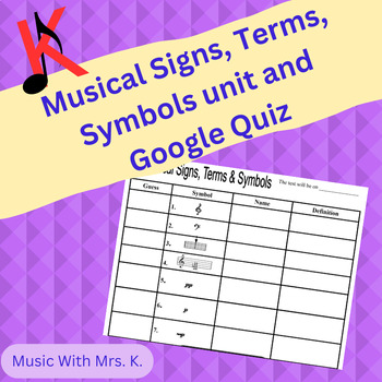 Preview of Musical Signs, Terms and Symbols Unit