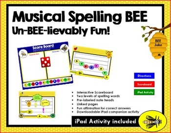 Preview of Musical Staff Spelling Bee + Math: Un-Bee-lievably Fun