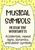 Musical Symbols interactive worksheets (Accidentals, Repea