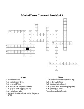 Musical Terms Crossword Puzzle Lvl 3 by Music with Math TPT
