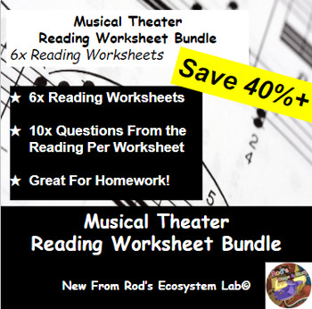 Preview of Musical Theater Chapter Reading Worksheet Bundle **Editable**