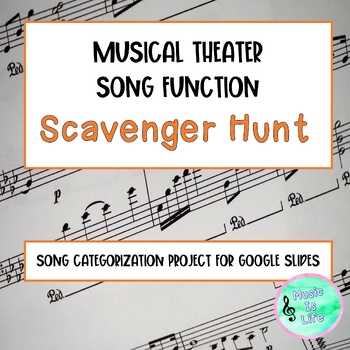 Preview of Musical Theater Song Function Scavenger Hunt- Project for Google Slide