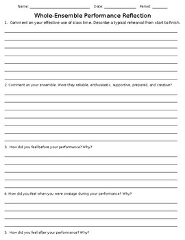 Musical Theatre Whole-Ensemble/Whole-Class Performance Reflection