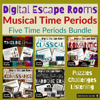 Preview of Musical Time Periods - Digital Escape Rooms Bundle - Music Escape Rooms