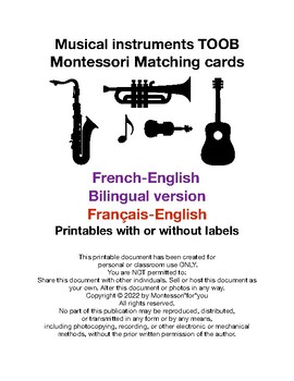 Preview of Musical instruments French-English TOOB (SafariLtd) Montessori Matching Cards