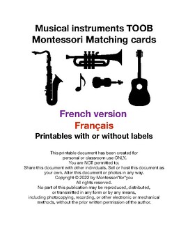 Preview of Musical instruments French Français TOOB (SafariLtd) Montessori Matching Cards