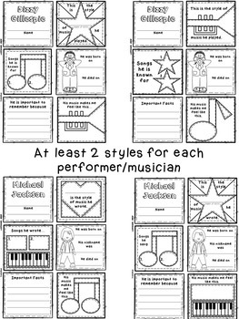 Musician & Performer Quilt Worksheets/Blocks for Black History Month ...