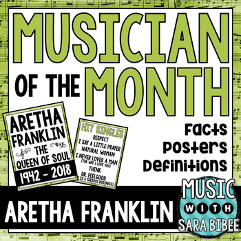 Preview of Musician of the Month: Aretha Franklin Bulletin Board Pack
