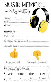 Preview of Musik Mittwoch Sentence Starters