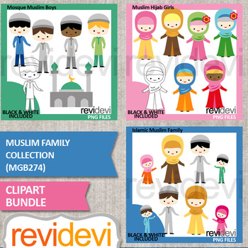 Preview of Muslim Family clipart bundle (Islamic clip art)