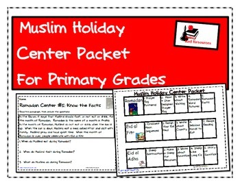 Preview of Muslim Holidays Center Packet for First and Second Grade