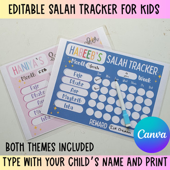 Preview of Muslim Kids Salah Tracker Chart Editable, Islam kids activity, Muslim Homeschool