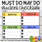 Must Do May Do Catch Up Pick One | Student Checklists To Do Lists