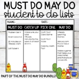 Must Do May Do Catch Up Pick One Student To Do Lists / Agendas