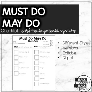 Preview of Must Do May Do Checklist