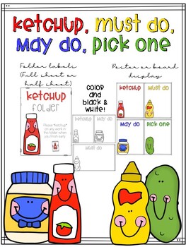 Preview of Must Do, May Do, Ketchup Folder Cover & Printables