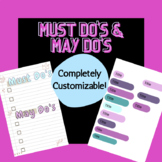 Must Do's and May Do's EDITABLE Interactive Poster