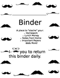 Mustache Binder/ Binder Covers Theme