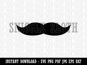 Fu Manchu Mustache Moustache Silhouette Clipart Digital Download SVG PNG  JPG PDF Cut Files