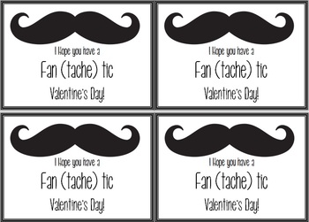 Preview of Mustache Themed Valentine's Day Cards