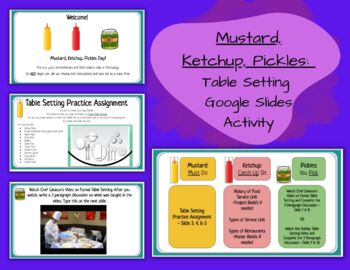 Preview of Mustard, Ketchup, Pickles | Table Setting Google Slides Activity