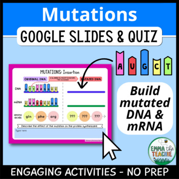 Preview of Genetic Mutations Digital Activities and Quiz - Types of DNA Mutations & Effects