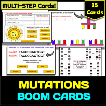 Preview of Mutations (Genetics) Boom Cards - Digital Interactive Task Cards